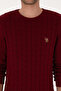 Men's Slim Fit Crew Neck Patterned Burgundy Sweater 50307836-Vr014 - 6