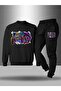 Children's Printed Crew Neck Sweatshirt and Sweatpants Set 3 Thread Raster for Autumn/Winter