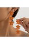 Korean Style Cherry Blossom Model Triple Dangle Luxury Design Earrings - Gold Plated Evening Dress & Bridal Earrings - 4