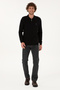 Men's Slim Fit Half Zip Polo Collar Black Sweater 50308569-Vr046 - 4