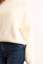 Women's Ecru Crew Neck Soft Textured Basic Knit Sweater Kzk-19000987 - 6
