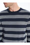 Mg Trend'En Navy Blue Crew Neck Striped Men's Knitwear Sweater - 3