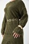 Patterned Openwork Khaki Knitwear Dress - 4
