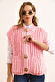 Women's Pink Thick Knitted Cardigan with Large Buttons Hrk-19000382 - 4