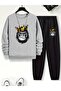 Children's Printed Crew Neck Sweatshirt and Sweatpants Set 3 Thread Raster for Autumn/Winter