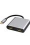 grey USB C to Dual HDMI Adapter 4K@60hz Type C to HDMI Splitter for 2 Monitors For MacBook Air/Pro M - 8