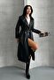 Women's Leather Trench Coat - Stylish Seasonal with Long Belt - 6