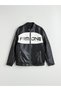 Xsideslim Fit Biker Collar Men's Leather Look Jacket - 6