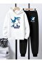 Children's Printed Hooded Sweatshirt and Sweatpants Set 3 Thread Raster for Autumn/Winter