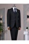 Italian Style Slim Fit Jacket Vest Trousers Suit Anthracite T14314 - 4