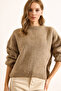 Women's Mink Crew Neck Soft Textured Basic Knitwear Sweater Kzk-19000987 - 6
