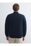 Navy Blue Standard Fit College Collar Men's Knitwear Cardigan - 7