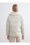 Ecru Stand Collar Oversize Women's Puffer Coat - 5