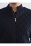 Navy Blue Standard Fit Stand Collar Men's Knitwear Cardigan - 5