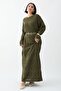 Patterned Openwork Khaki Knitwear Dress - 6