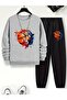 Children's Printed Crew Neck Sweatshirt and Sweatpants Set 3 Thread Raster for Autumn/Winter