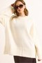 Women's Ecru Crew Neck Thick Banded Oversize Knitwear Sweater Kzk-19000988 - 5