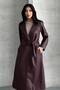 Women's Leather Trench Coat - Stylish Seasonal with Long Belt - 3