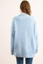 Women's Baby Blue Crew Neck Thick Banded Oversize Knitwear Sweater Kzk-19000988 - 7