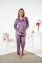 Women's Winter Front Buttoned Star Patterned Velvet Pajama Set Purple