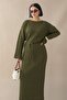 Openwork Khaki Knitwear Dress - 5