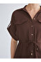 Brown Shirred Women's Shirt - 5