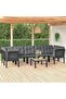 8 Piece Garden Lounge Set Black and Grey Poly Rattan