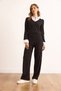 Women's Black Shirt Detailed Top with Pocket Bottom Ottoman Set Tkm-19000433 - 5