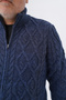 Plus Size Men's Navy Blue Pocket Zippered Walking Hair Braided Wool Cardigan Trist-2120 - 5