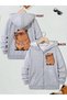 Girl-Boy Gray Glasses Capybara Front-Back Printed Hooded Zippered Cardigan - 2