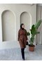 Women's Drawstring Waist Hooded Brown Trench Coat Raincoat 01 - 5