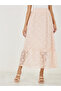 Lace Insert Maxi Skirt with Elastic Waistband
