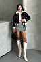معطف جلد نسائي بحزام وفراء داخلي - جاكيت جلد دراجات نارية - 6