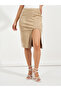 Suede Look Knee Length Skirt with Curved Split - 2