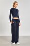 Women's Long Sleeve Modal Two-Piece Set - Navy Blue - 2