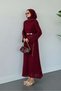 Women's Openwork Detailed Pleated Knitwear Midi Dress - 3