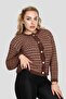 Women's Gold Button Detail Yumoş Stylish Comfortable Fit Asymmetric Pattern Cardigan Jacket Sweater - 6