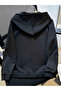 Girl's Black Leopard Ribbon Printed Hooded Zippered Cardigan - 2