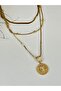 Green Eye Tiger Head Steel Triple Necklace with Crushed Chain - 4