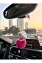 Fuchsia White Hearts Rearview Mirror Ornament Plush Hearts Rearview Mirror Ornament Rearview Mirror Ornament Heart - 2