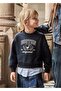 Girl's Shirt Detailed Sweatshirt Navy Blue 4435
