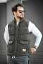 Octave Men's Puffer Vest with Waterproof Hooded Pocket and Label Detail Stand Collar