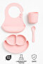 4-Piece Baby Feeding Set Pink (Food Plate, Spoon, Cup, Bib)