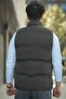 Octave Men's Puffer Vest with Waterproof Hooded Pocket and Label Detail Stand Collar - 5
