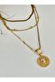Green Eye Tiger Head Steel Triple Necklace with Crushed Chain - 3