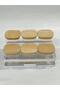 Glass Spice Jar Set with Bamboo Lids – Set of 6 Square Jars with Stands, Kitchen Organizer