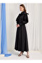 Black Bow Poplin Long Dress - 5