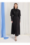 Black Bow Poplin Long Dress - 6