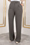 High Waist Palazzo Pants with Velcro Closure Tsd250204 Anthracite