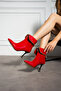 Monaco Red Patent Leather 7 cm Heel Zipper Detail Boots Bottie